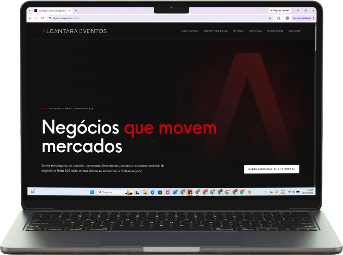 Site de Alcantara Eventos desenvolvido pela Lambda BR